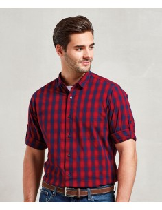 P-PR250-Mens Mulligan Check Cotton Long Sleeve Shirt 2
